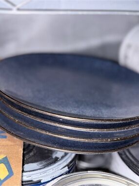 4 Gorgeous Blue Ceramic Dinner Plates - Home Accents/Place Settings - Like New!